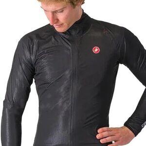 Castelli Squall Shell Men M Waterproof/Windproof Foldable Jacket Light Black NWT